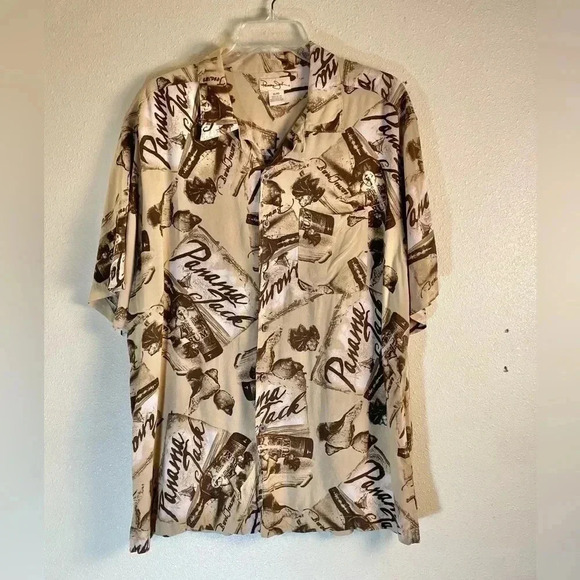 Vintage Panama Jack Men XL All Over Print Shirt Loop Collar Hawaiian Camp Pocket - Picture 2 of 8